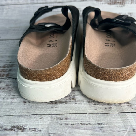 Birkenstock Papillio Arizona Platform Suede Leather Chunky Suede Black Size 41 - Picture 4 of 10